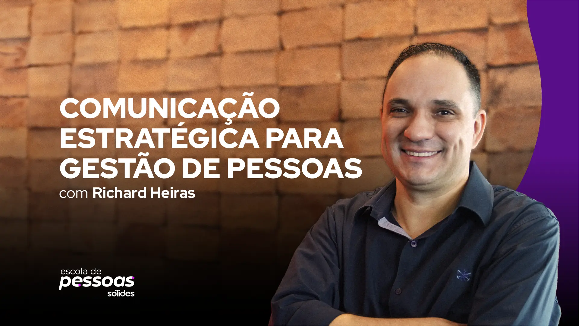 Imagem promocional do curso de Comunicação estratégica para gestão de pessoas com foto do professor Richard Heiras