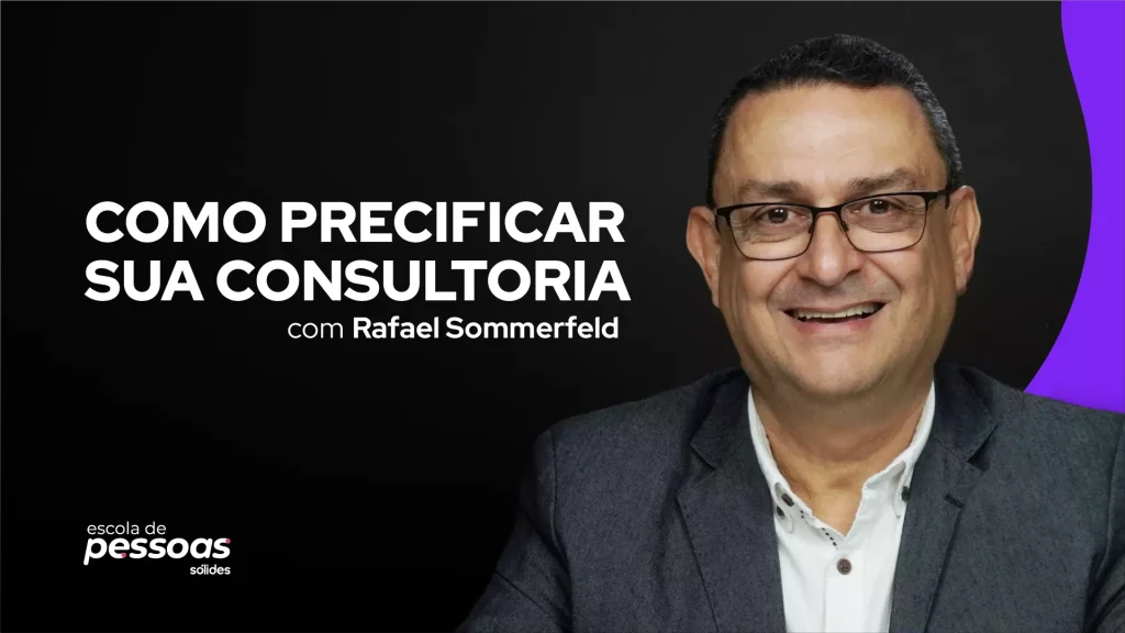 Foto do professor Rafael Sommerfeld ao lado do título do curso de Como precificar sua consultoria de RH