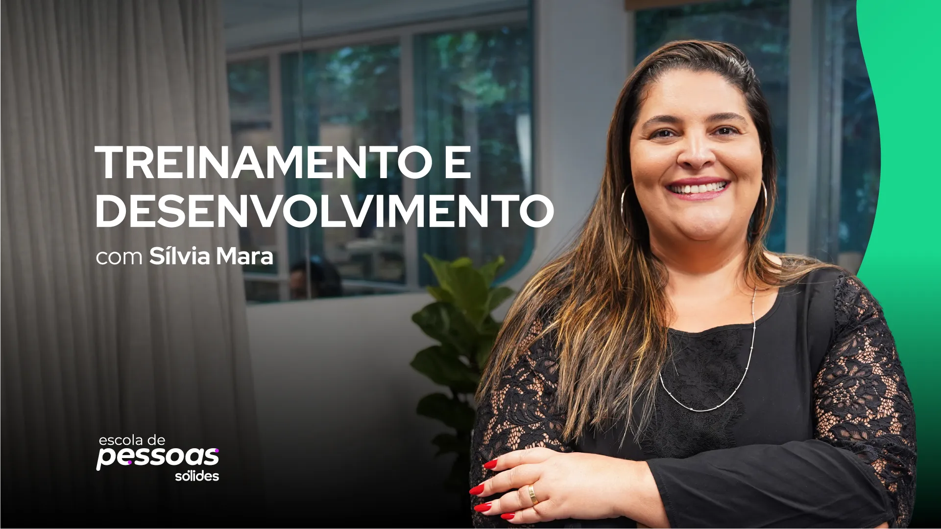 Imagem promocional do curso de Treinamento e Desenvolvimento com foto do professora Sílvia Mara