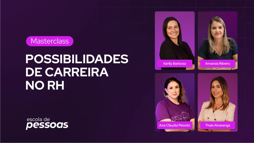 Imagem promocional da Masterclass: Possibilidades de carreira no RH, com foto das palestrantes.