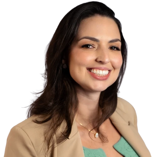Retrato profissional de Brenda Alflen, professora especialista em eSocial e Folha de Pagamento da Escola de Pessoas.